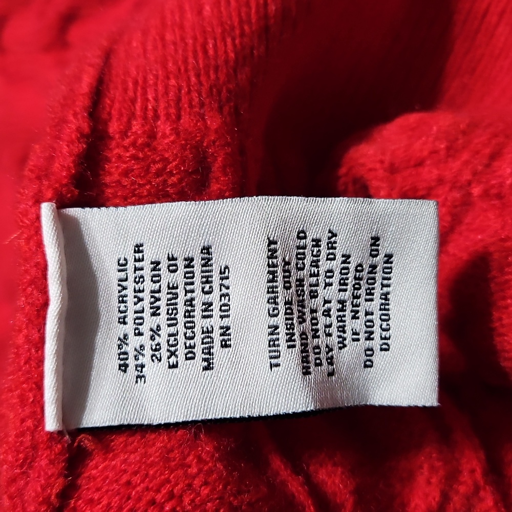 Nanette Lepore Women's Pearl Knit Red Crew Neck Sweater Large - Picture 7 of 8